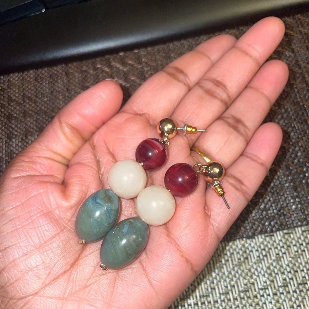 Elegant Gold and Multicolor Beaded Earrings